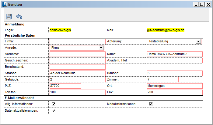 Benutzerdaten ändern